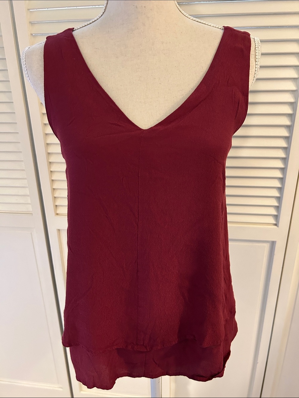 LOFT V-Neck Sleeveless Camisole in Deep Wine